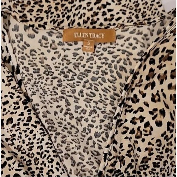 Ellen Tracy Womens Leopard Print Sleeveless Wrap Jumpsuit S Polyester Spandex - Picture 4 of 12